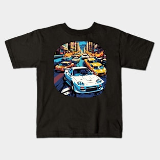 Mazda RX-7 in a Japanese street race Kids T-Shirt